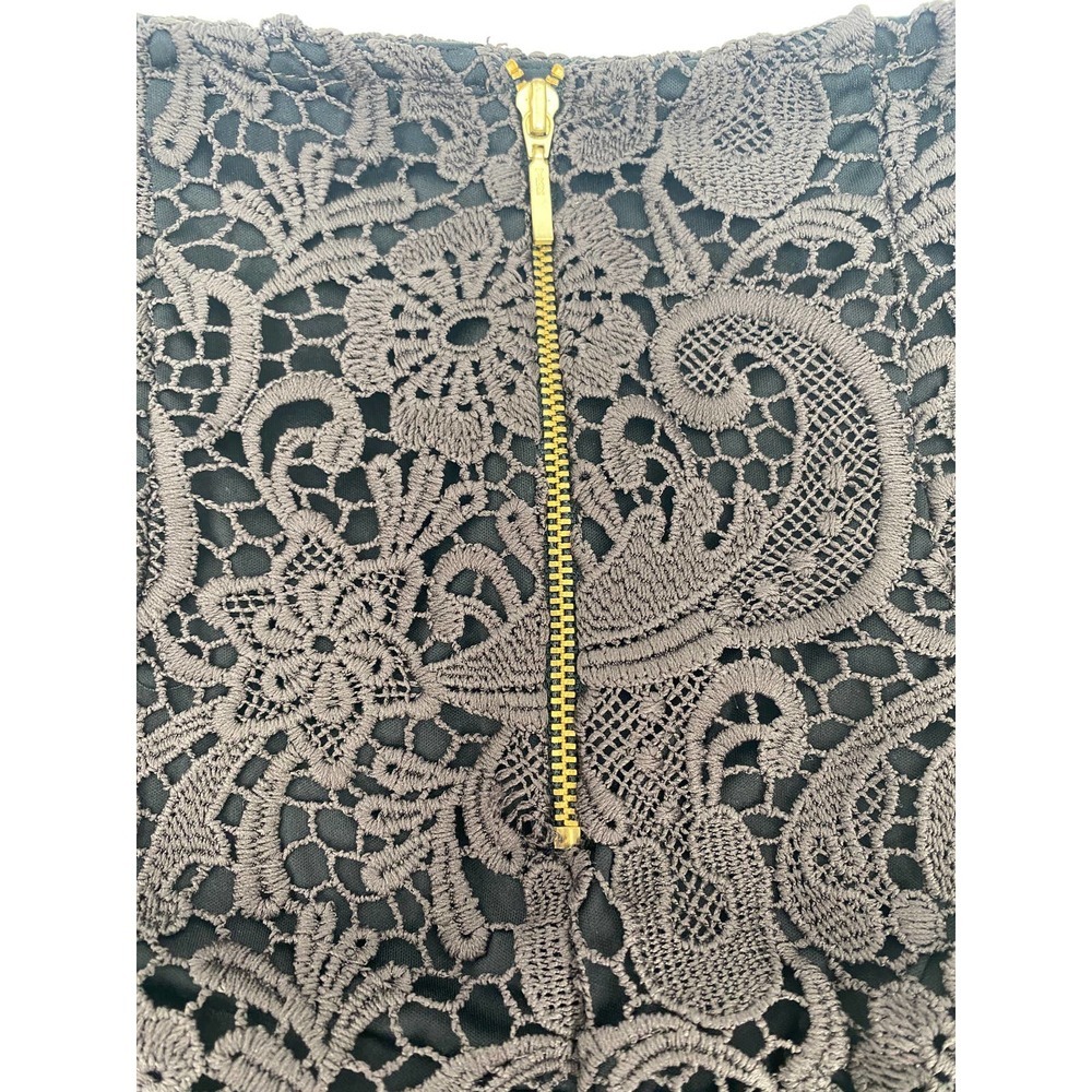 Zara Basic Chocolate Brown Lace Knee Length Skirt Pencil Sz Small S Zip - Picture 5 of 6